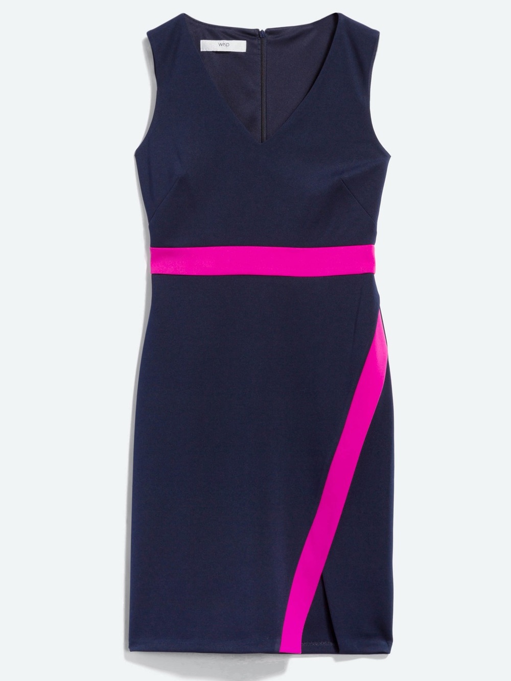 WISP Lineya Scuba Colorblock Sheath Dress Size 6 Navy Pink